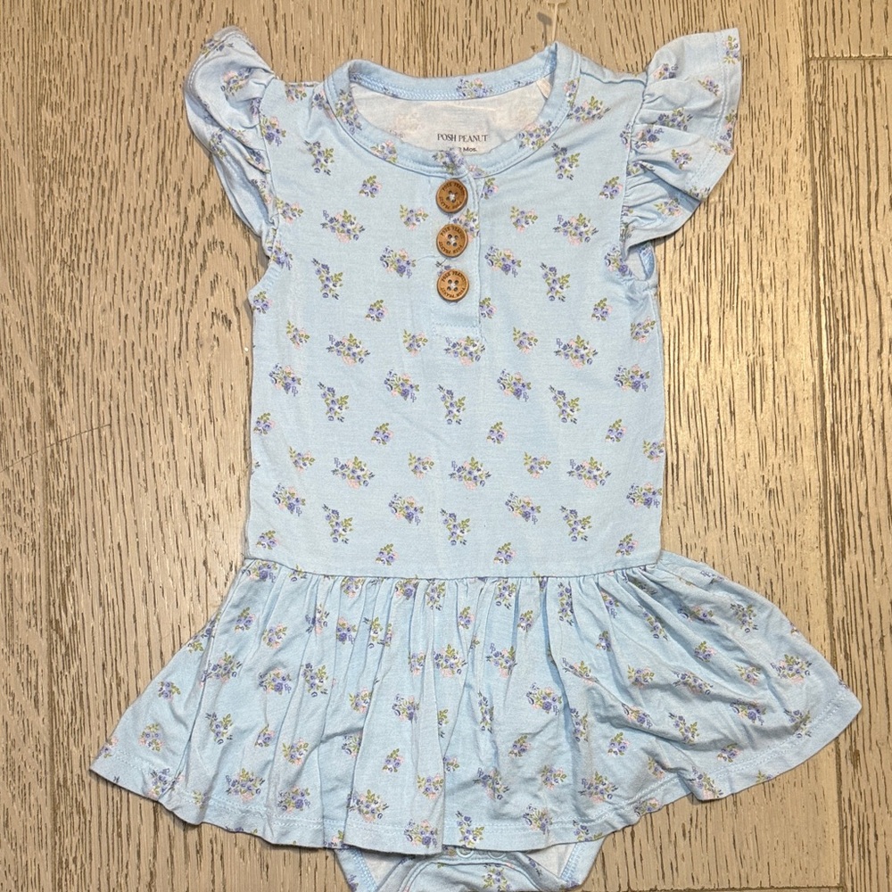 Posh Peanut Light Blue Floral Dress